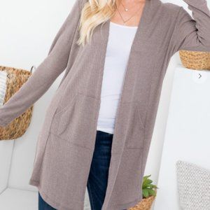 NWT Coffee Henley Cardigan
